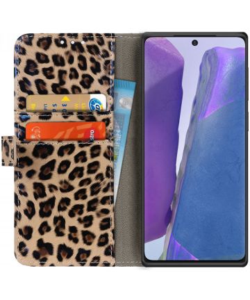 Samsung Galaxy Note 20 Hoesje Wallet Book Case Luipaard Hoesjes