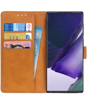 Samsung Galaxy Note 20 Ultra Hoesje Portemonnee Kunstleder Bruin Hoesjes