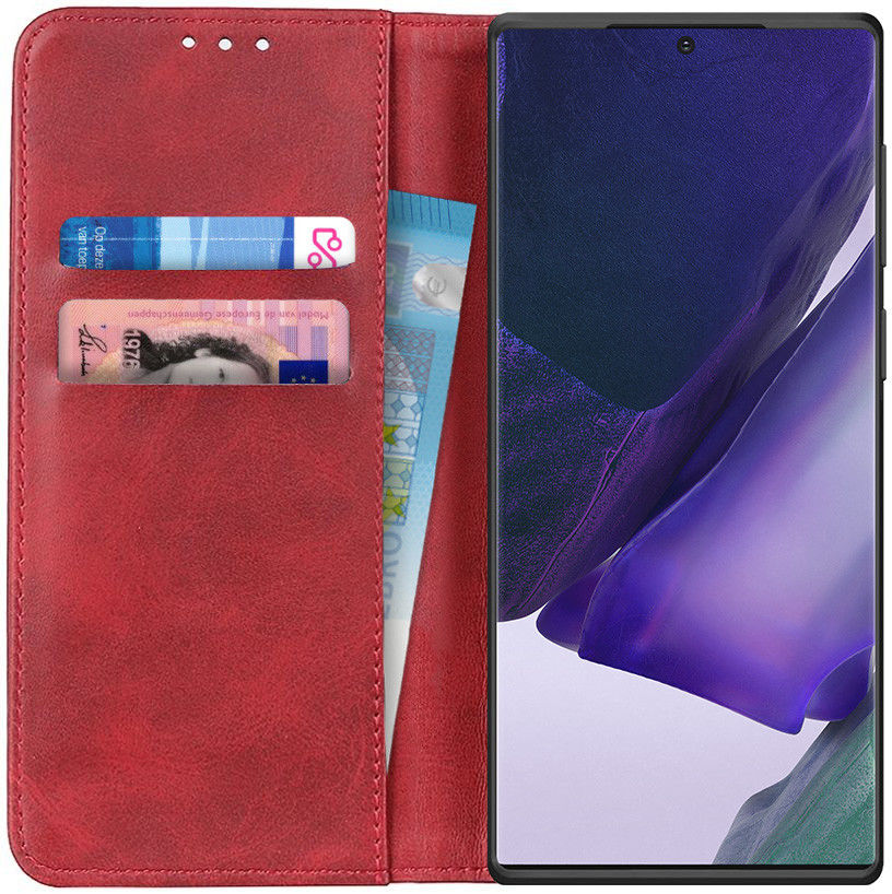 Samsung Galaxy Note 20 Ultra Hoesje Portemonnee Splitleer Rood afbeelding 1