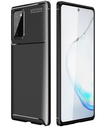 Samsung Galaxy Note 20 Hoesje Siliconen Carbon Zwart Hoesjes