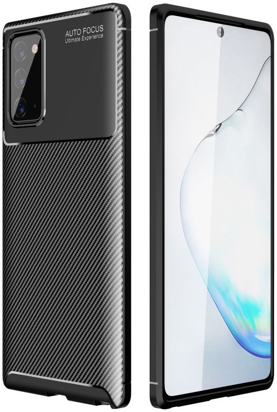 Samsung Galaxy Note 20 Hoesje Siliconen Carbon Zwart afbeelding 1