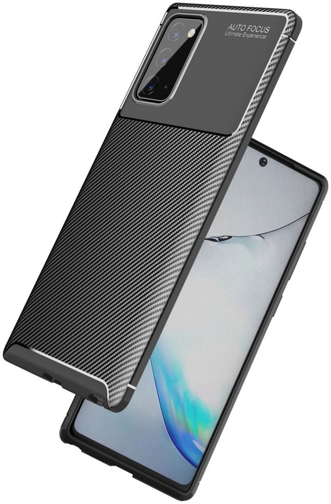 Samsung Galaxy Note 20 Hoesje Siliconen Carbon Zwart afbeelding 2