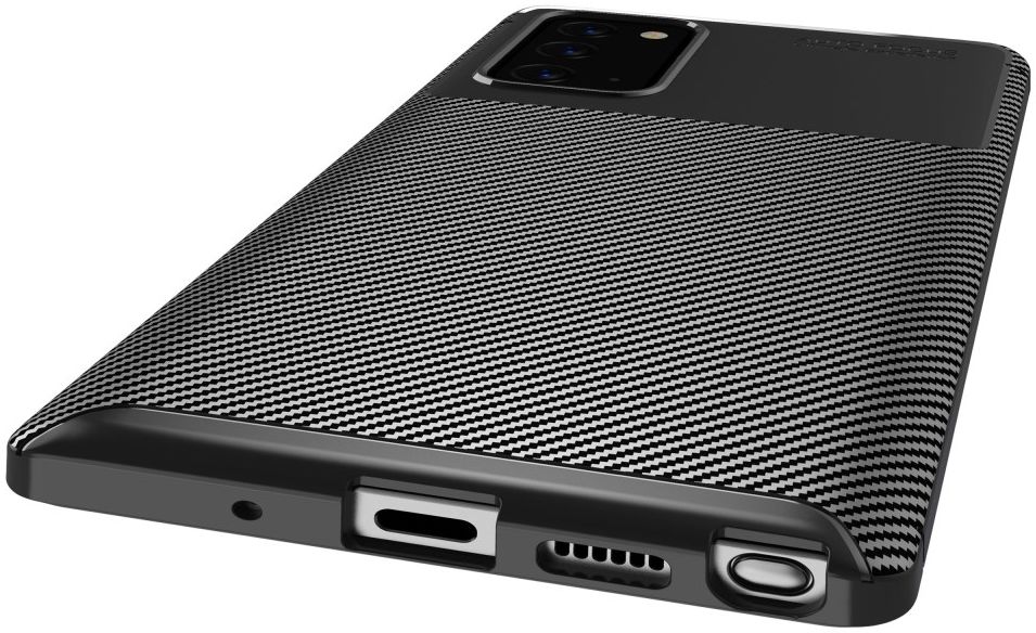 Samsung Galaxy Note 20 Hoesje Siliconen Carbon Zwart afbeelding 3