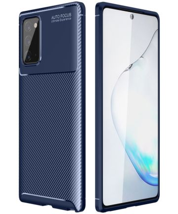 Samsung Galaxy Note 20 Hoesje Siliconen Carbon Blauw Hoesjes