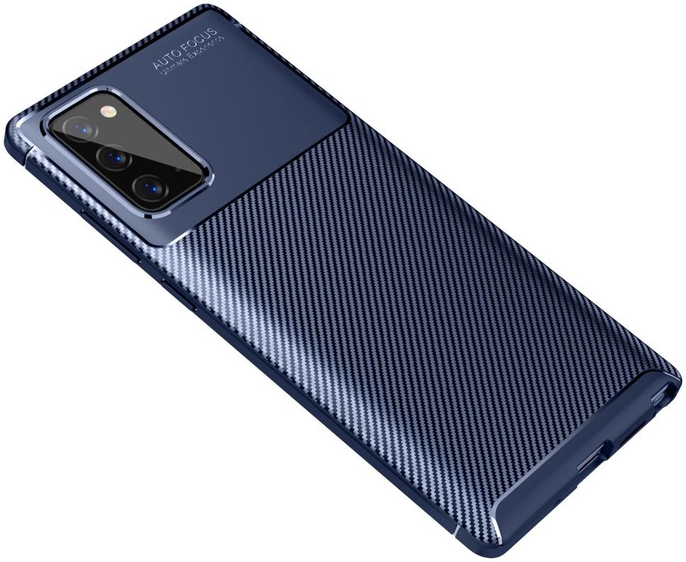 Samsung Galaxy Note 20 Hoesje Siliconen Carbon Blauw afbeelding 2