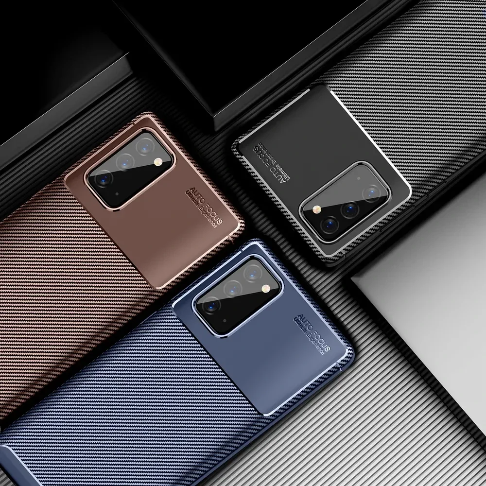 Samsung Galaxy Note 20 Hoesje Siliconen Carbon Blauw afbeelding 3