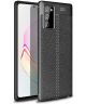 Samsung Galaxy Note 20 Litchi Hoesje TPU Met Leren Textuur Zwart