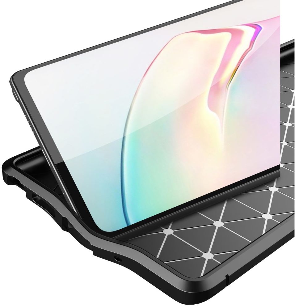 Samsung Galaxy Note 20 Litchi Hoesje TPU Met Leren Textuur Zwart afbeelding 3