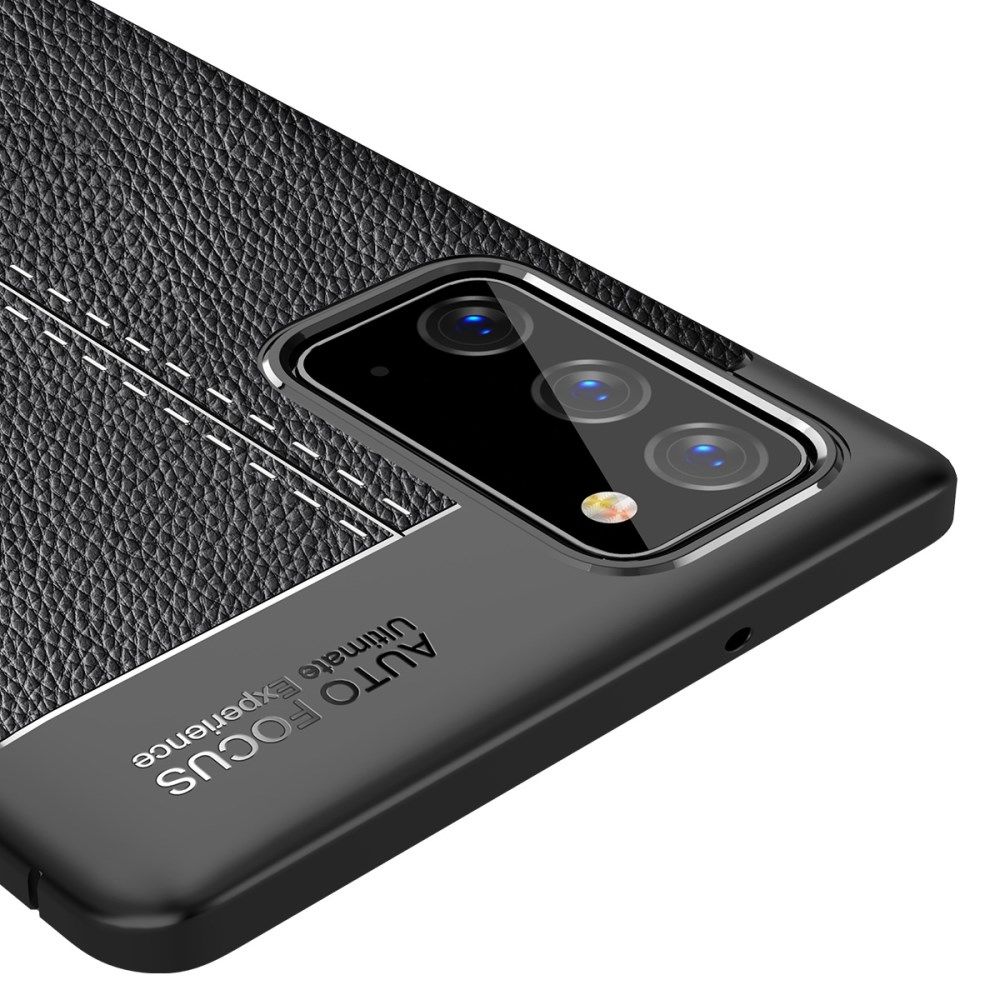 Samsung Galaxy Note 20 Litchi Hoesje TPU Met Leren Textuur Zwart afbeelding 5