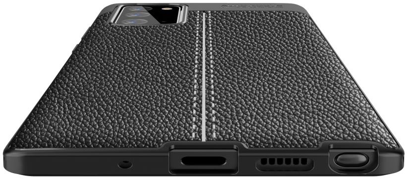 Samsung Galaxy Note 20 Litchi Hoesje TPU Met Leren Textuur Zwart afbeelding 7