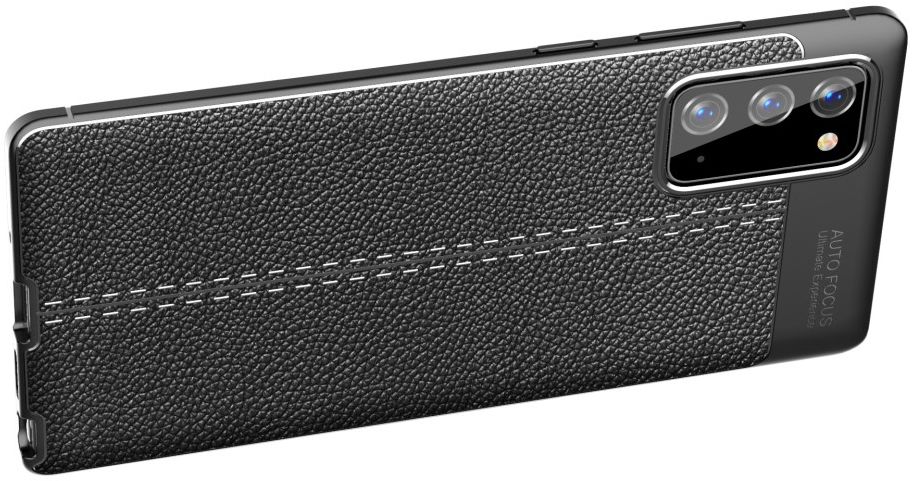 Samsung Galaxy Note 20 Litchi Hoesje TPU Met Leren Textuur Zwart afbeelding 8