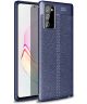 Samsung Galaxy Note 20 Litchi Hoesje TPU Leren Textuur Donker Blauw