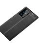 Samsung Galaxy Note 20 Ultra Litchi Hoesje TPU Met Leren Textuur Zwart