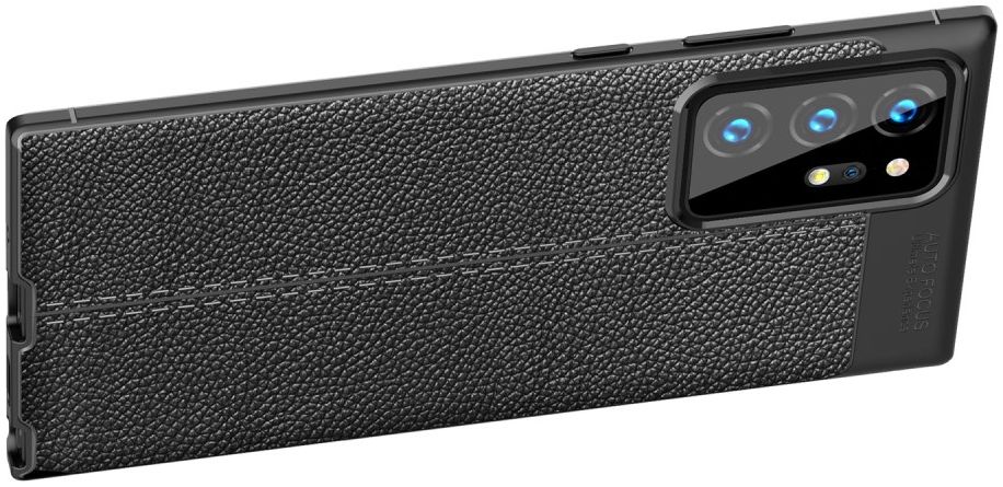 Samsung Galaxy Note 20 Ultra Litchi Hoesje TPU Met Leren Textuur Zwart afbeelding 10