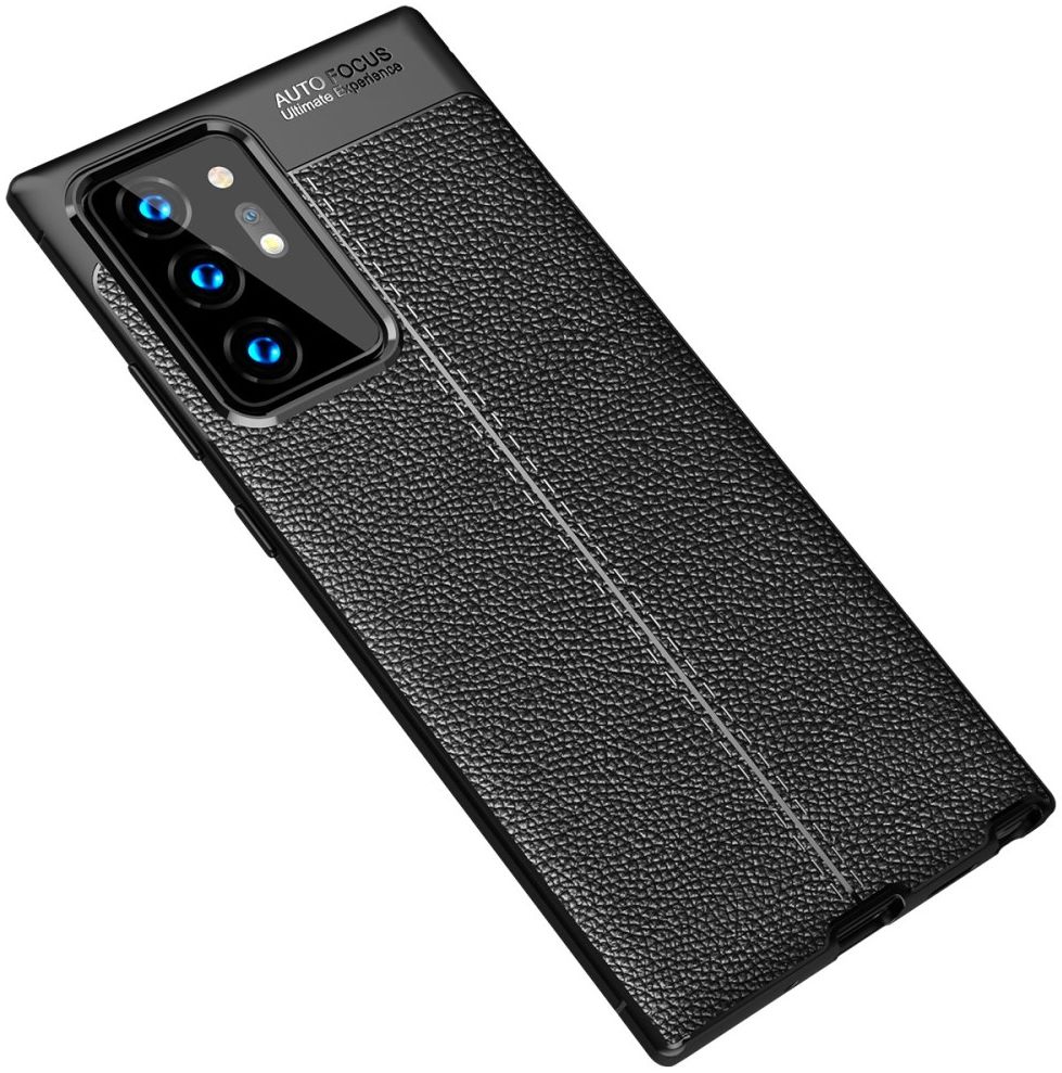 Samsung Galaxy Note 20 Ultra Litchi Hoesje TPU Met Leren Textuur Zwart afbeelding 4