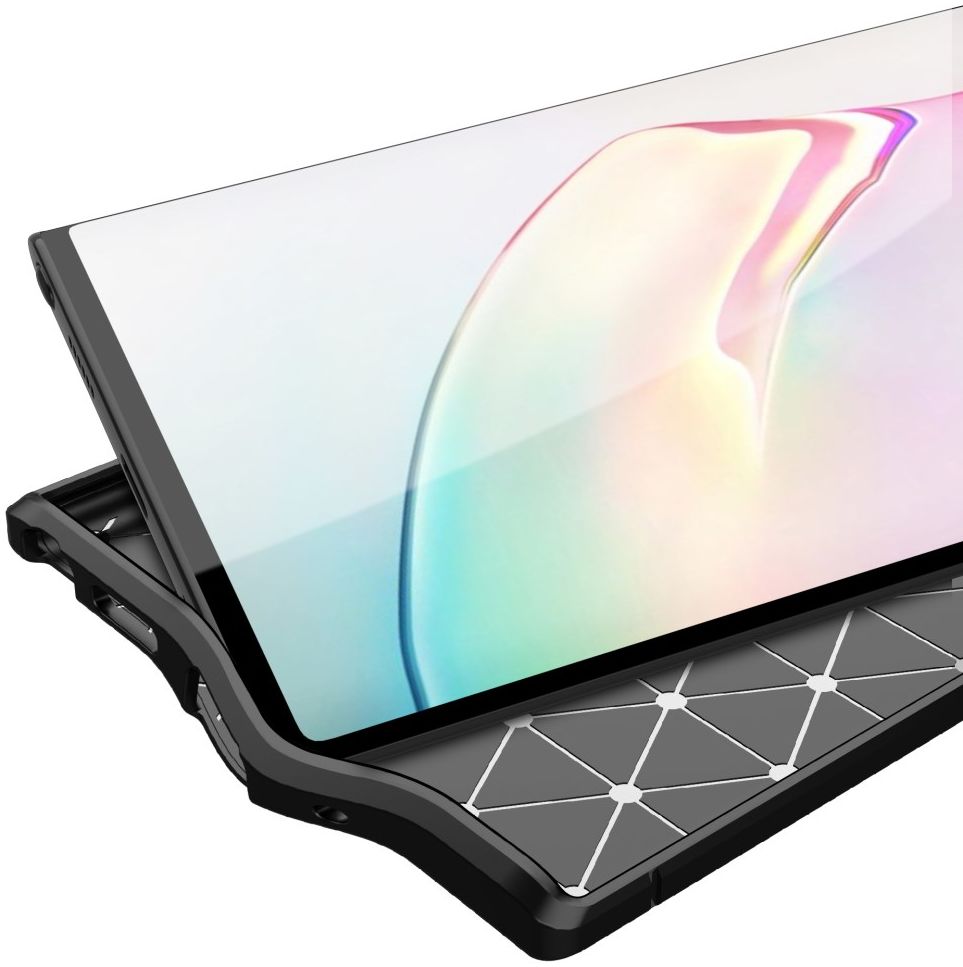 Samsung Galaxy Note 20 Ultra Litchi Hoesje TPU Met Leren Textuur Zwart afbeelding 5