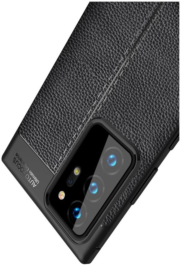 Samsung Galaxy Note 20 Ultra Litchi Hoesje TPU Met Leren Textuur Zwart afbeelding 6