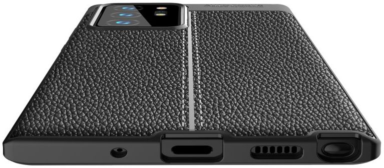 Samsung Galaxy Note 20 Ultra Litchi Hoesje TPU Met Leren Textuur Zwart afbeelding 9