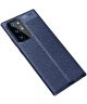 Samsung Galaxy Note 20 Ultra Litchi Hoesje TPU Met Leren Textuur Blauw