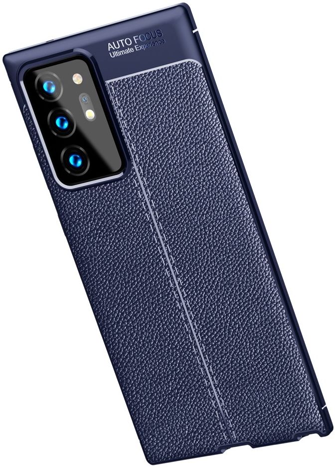 Samsung Galaxy Note 20 Ultra Litchi Hoesje TPU Met Leren Textuur Blauw afbeelding 2