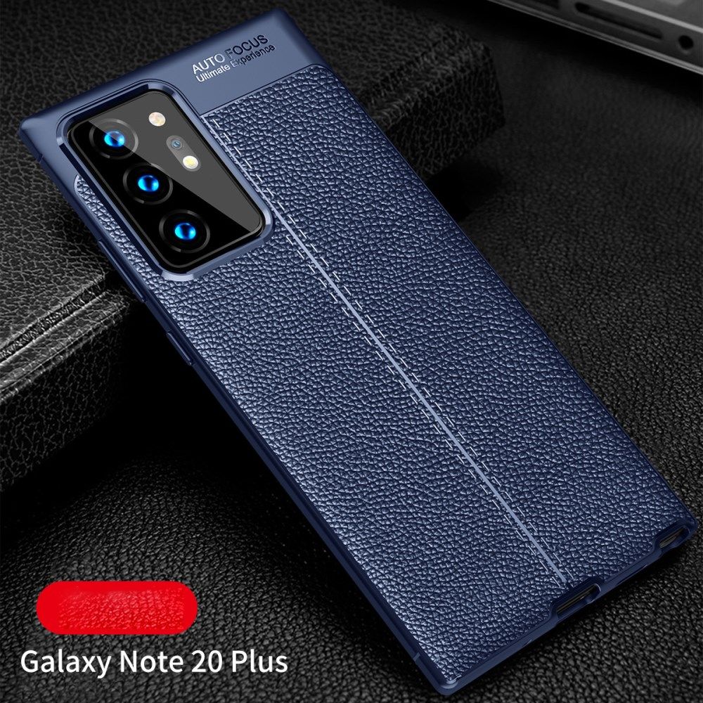 Samsung Galaxy Note 20 Ultra Litchi Hoesje TPU Met Leren Textuur Blauw afbeelding 4