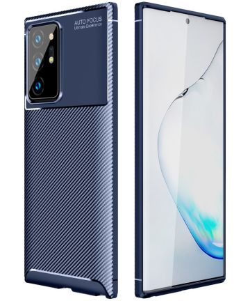 Samsung Galaxy Note 20 Ultra Hoesje Siliconen Carbon Blauw Hoesjes