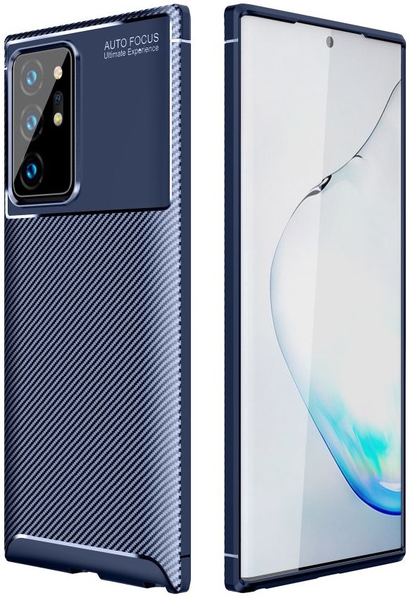Samsung Galaxy Note 20 Ultra Hoesje Siliconen Carbon Blauw afbeelding 1
