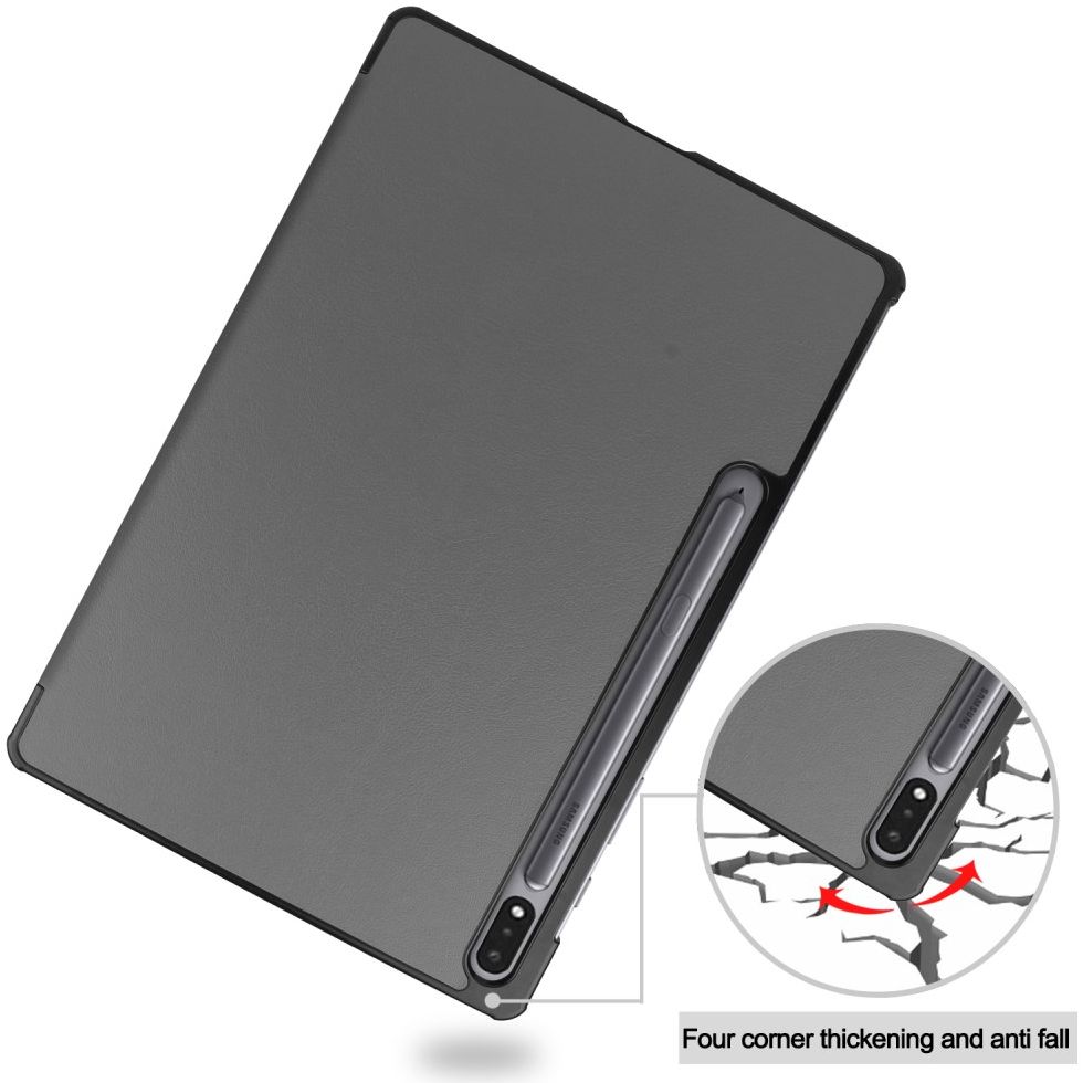 Samsung Galaxy Tab S7 Plus Tri-fold Hoes Grijs afbeelding 7