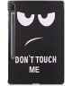 Samsung Galaxy Tab S7 Plus Hoesje Tri-Fold Don't Touch Me Print Zwart