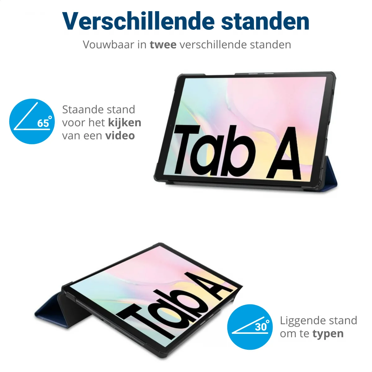 Samsung Galaxy Tab A7 (2020 / 2022) Hoes Tri-fold Book Case Blauw afbeelding 5