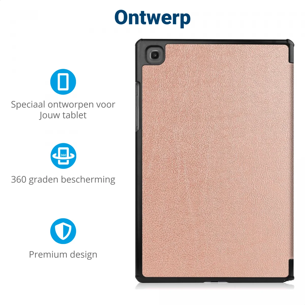 Samsung Galaxy Tab A7 (2020 / 2022) Hoes Tri-fold Book Case Roze Goud afbeelding 3