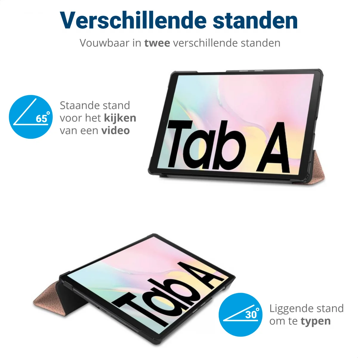 Samsung Galaxy Tab A7 (2020 / 2022) Hoes Tri-fold Book Case Roze Goud afbeelding 5