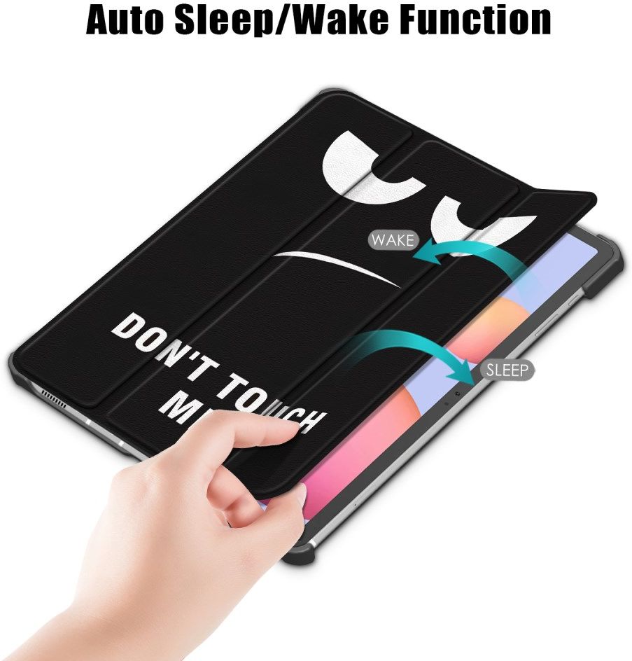 Samsung Galaxy Tab S7 Hoesje Tri-Fold Book Case Don't Touch Me Print afbeelding 6