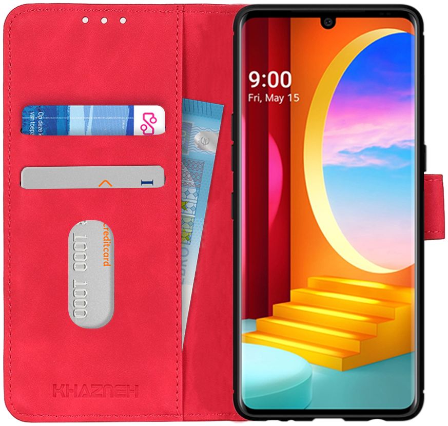 LG Velvet Vintage Wallet Hoesje Rood afbeelding 1