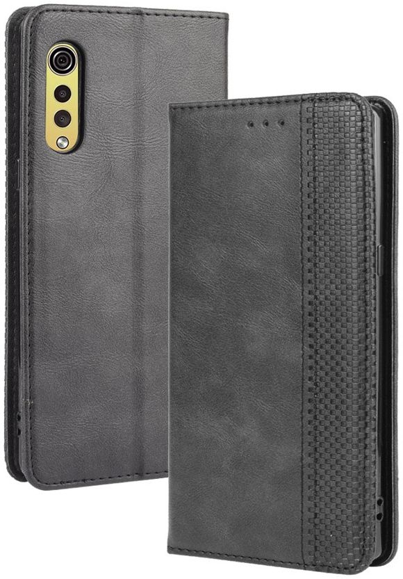 LG Velvet Book Case Hoesje Book Case Retro Wallet Zwart afbeelding 1