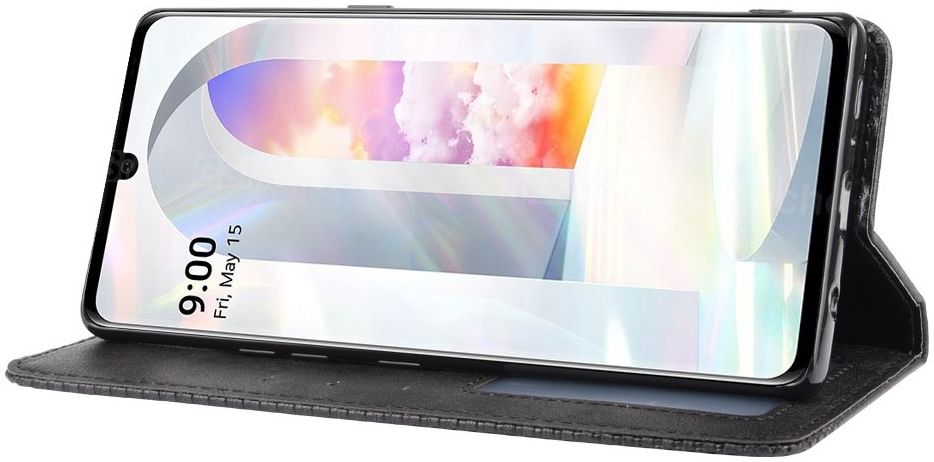 LG Velvet Book Case Hoesje Book Case Retro Wallet Zwart afbeelding 6