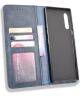 LG Velvet Book Case Hoesje Book Case Retro Wallet Blauw