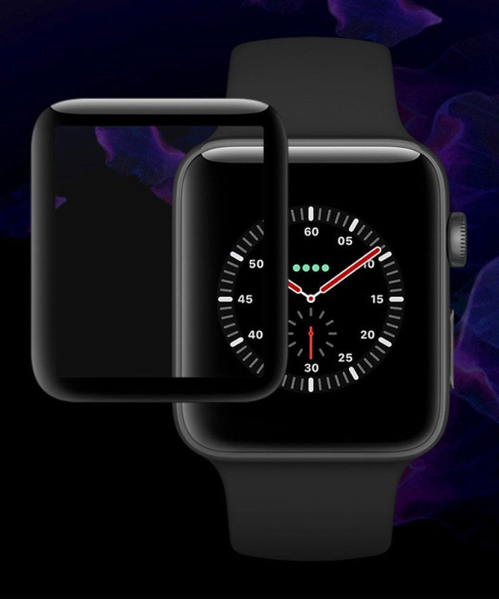IMAK 3D Curved Apple Watch 44MM Screenprotector Tempered Glass Zwart afbeelding 2