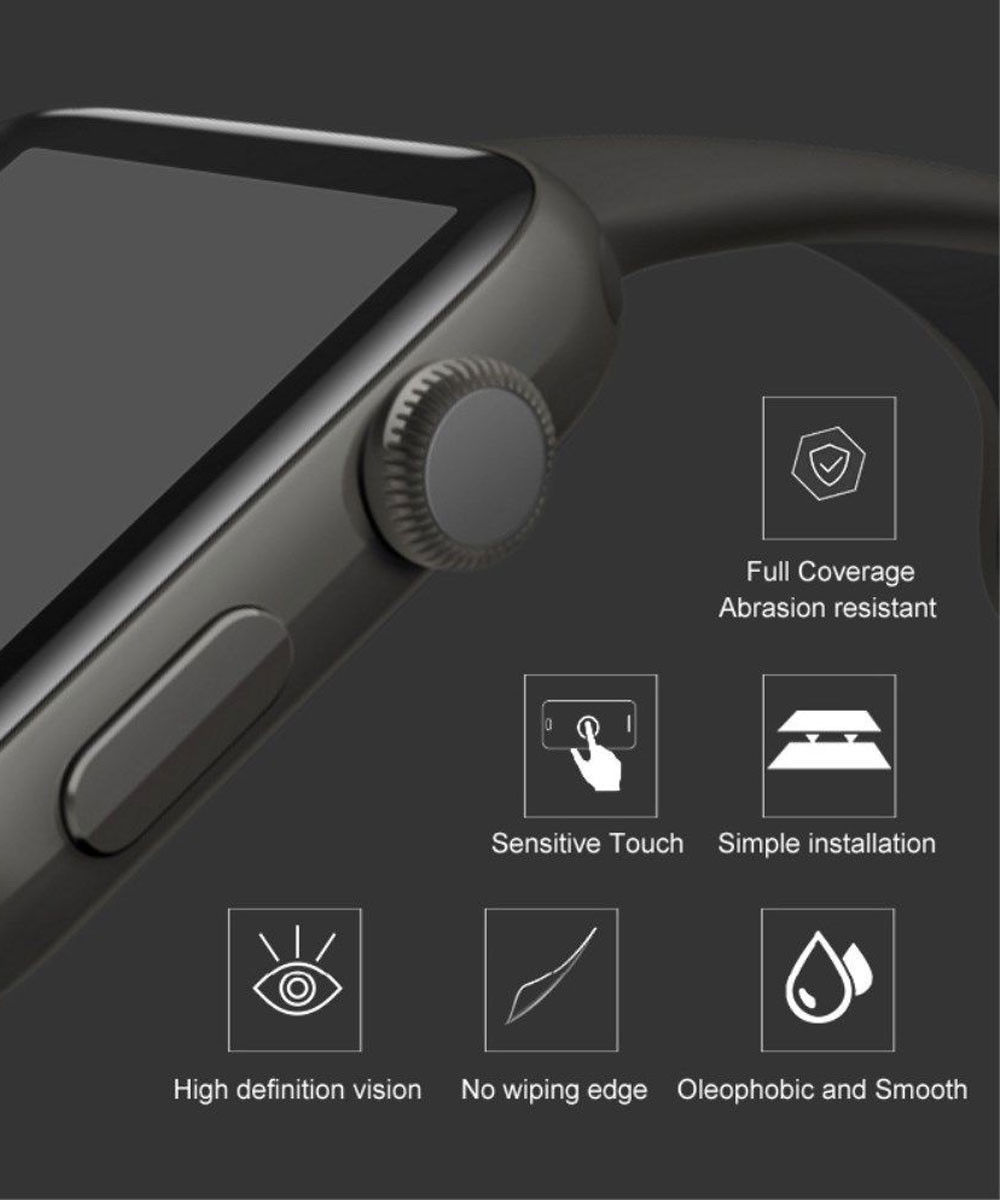 IMAK 3D Curved Apple Watch 44MM Screenprotector Tempered Glass Zwart afbeelding 6