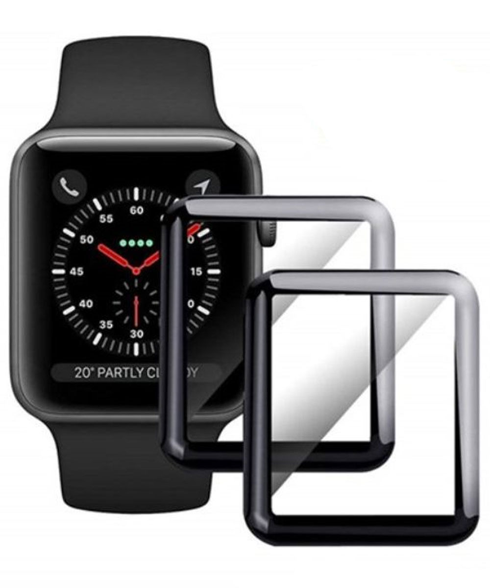 Apple Watch 40MM Screenprotector 3D Curved Edges Glass Zwart (2-Pack) afbeelding 1