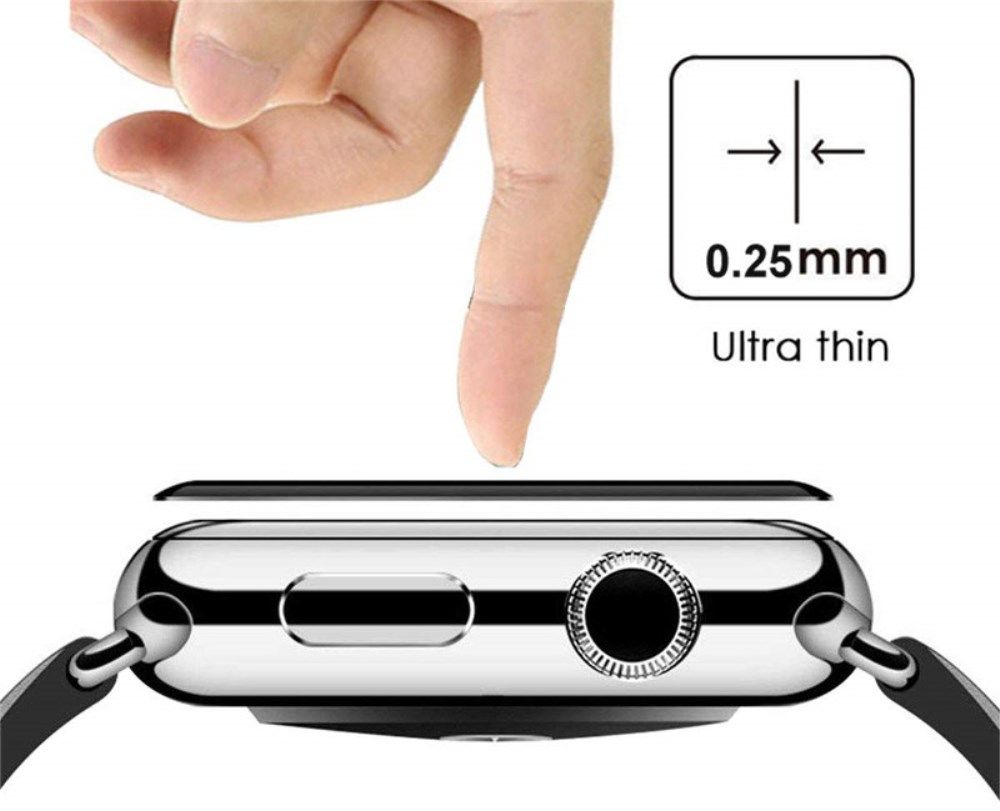 Apple Watch 42MM Screenprotector - 3D - Curved Edges Glass - Zwart (2-Pack) afbeelding 4