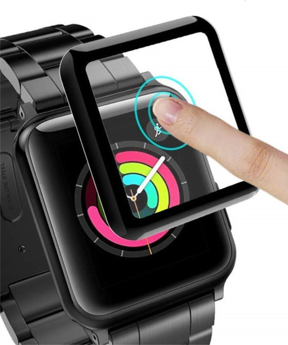 Apple Watch 42MM Screenprotector - 3D - Curved Edges Glass - Zwart (2-Pack) afbeelding 2