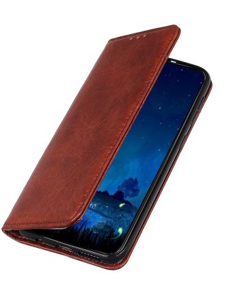 OnePlus Nord Book Case Leather Wallet Case Bruin Hoesjes