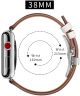 Apple Watch 41MM / 40MM / 38MM Bandje Echt Leer met RVS Vlindersluiting Wit