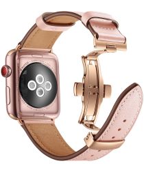 Apple Watch 1-9/SE 41/40/38MM Bandje Echt Leer Vlindersluiting Roze