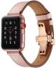 Apple Watch 41MM / 40MM / 38MM Bandje Echt Leer met RVS Vlindersluiting Roze