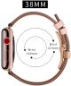 Apple Watch 41MM / 40MM / 38MM Bandje Echt Leer met RVS Vlindersluiting Roze