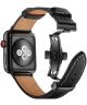 Apple Watch 1-9/SE 41/40/38MM Bandje Echt Leer Vlindersluiting Zwart
