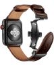 Apple Watch 45MM / 44MM / 42MM Bandje Echt Leer met RVS Vlindersluiting Bruin