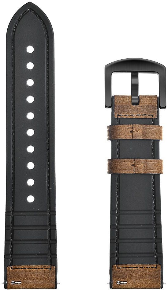 Universeel Smartwatch 22MM Bandje Cowhide Echt Leer en Siliconen Bruin afbeelding 7